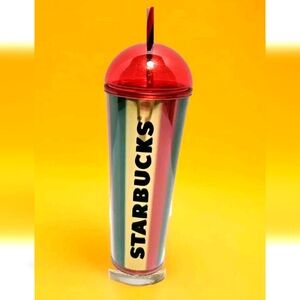 NWT, Starbucks Holiday 2024 Metallic Green, Gold, & Red, w/Red Shimmer Dome.